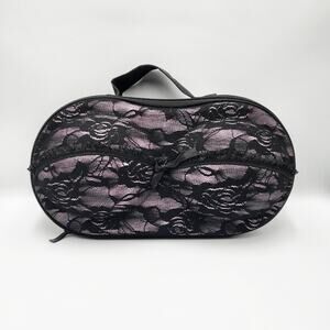Wrapables Light Purple and Black Lace Rose Racy Bra Lingerie Travel Zip Up Case